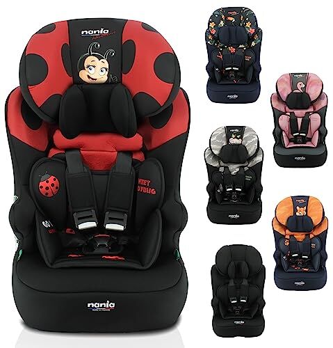 nania Seggiolino auto con cintura RACE I 76-140 cm R129 i-Size Per bambini da 3 a 10 anni Poggiatesta regolabile in altezza Base reclinabile Made in France (Coccinella)