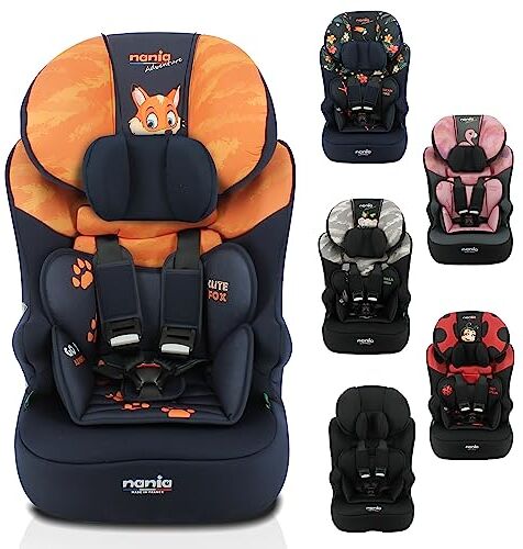 nania Seggiolino auto con cintura RACE I 76-140 cm R129 i-Size Per bambini da 3 a 10 anni Poggiatesta regolabile in altezza Base reclinabile Made in France (Volpe)