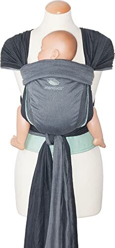 Manduca Twist Marsupio Neonato > grey-mint < Fascia Porta Bambino & Marsupio Ergonomico, Cotone Biologico, WrapConversion, per Neonati e Bambini dalla Nascita (grigio e verde menta)