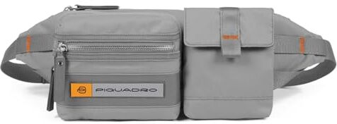 PIQUADRO Pq-Bios Marsupio in Nylon Rigenerato con Tasche Porta Oggetti e Porta Smartphone Rimovibili, Grigio, Taglia Unica