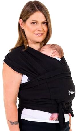 Koala Babycare Fascia Porta Bebe Neonato Facile da Indossare, Regolabile e Unisex Marsupio Neonati Multiuso Adatto Fino a 9kg Fascia Porta Bambino Nera