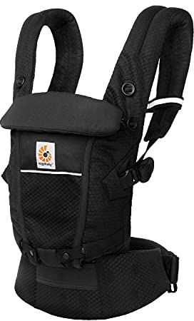 Ergobaby , Marsupio Adapt Per Neonati, 3 Posizioni Mesh Softflex Marsupio Anteriore Ergonomico Marsupio Posteriore, Onyx Black