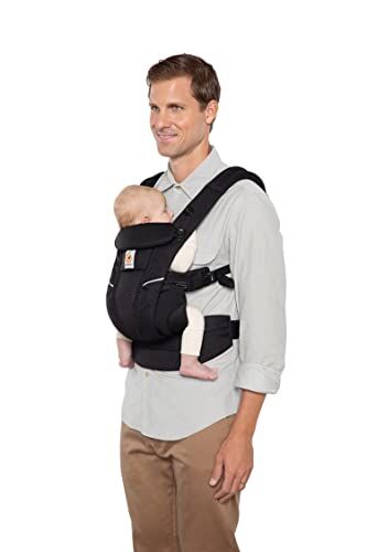 Ergobaby Marsupio  Omni Breeze per neonati, 4 posizioni SoftFlex Mesh marsupio anteriore ergonomico marsupio posteriore per neonati (Onyx Black)