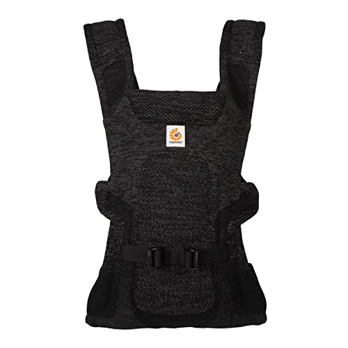 Ergobaby Aerloom, marsupio per neonati fino ai più piccoli, 3 posizioni Marsupio ergonomico per bambini, realizzato in materiale Formaknit, Charcoal/Black