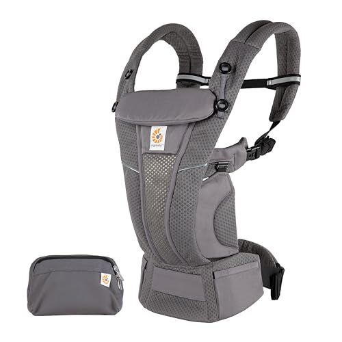 Ergobaby , marsupio anteriore e posteriore Omni Breeze per neonati, 4 posizioni SoftFlex Mesh ergonomico Graphite Grey