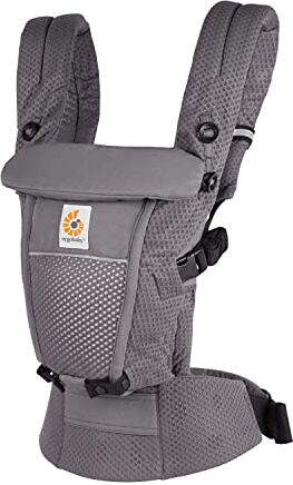 Ergobaby Marsupio Adapt per neonati, 3 posizioni mesh SoftFlex marsupio anteriore ergonomico marsupio posteriore per neonati, Graphite Grey