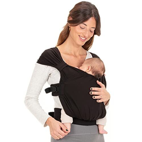 Boba Bliss Fascia Porta Bebe Marsupio Neonato o Bambino 2 in 1 Senza Nodi Portabebè ergonomico Soffice ed Ergonomica (Black)