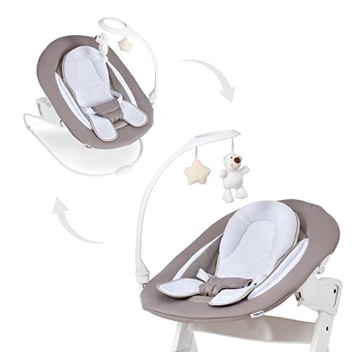 Hauck Sdraietta Neonato Alpha Bouncer Deluxe 2in1, Compatibile con Seggioloni Alpha+ e Beta+ Sdraietta Neonati da 0 Mesi fino a 9kg, con Riduttore di Seduta, Funzione Dondolo e Arco Giochi Beige