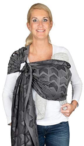 Hoppediz Ring-Sling Fascia portabebè ✓ marsupio ✓ Marsupio ✓ fin dalla nascita ✓ 100% cotone kbA (biologico) ✓ con istruzioni illustrate (lingua italiana non garantita)   Amsterdam black