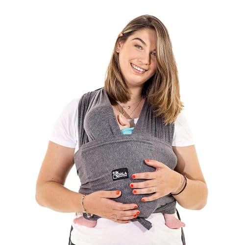 Koala Babycare Fascia Porta Bebe Neonato Facile da Indossare, Regolabile e Unisex Marsupio Neonati Multiuso Adatto Fino a 9kg Fascia Porta Bambino Antracite