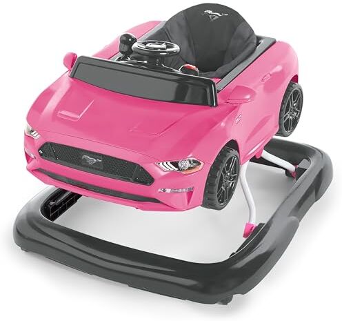 Bright Starts Ford Mustang 4 in 1 rosa, centro attività per bambini e girello con volante interattivo rimovibile, dai 6 mesi in su