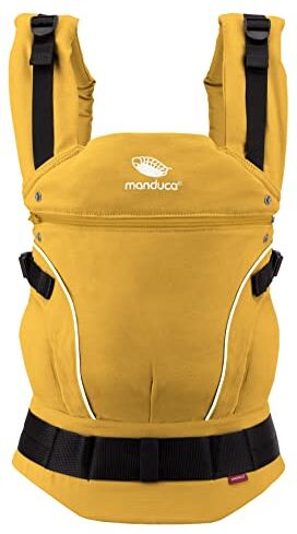 Manduca FIRST Marsupio Neonati > Gold < Marsupio Ergonomico in Cotone Biologico, per Neonati dalla Nascita e Bambini de 3,5 a 20 kg