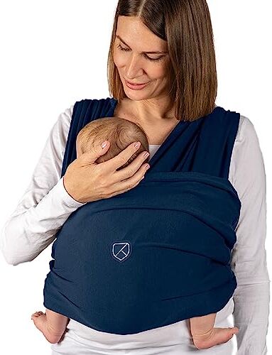 Koala Babycare Fascia Neonato Porta Bebè Non Pre-annodata Cuddle Wrap fascia per neonati elastica approvata fino a 15 kg in 100% cotone Certificata dalla Scuola del Portare Blu