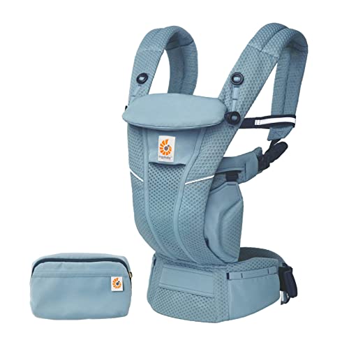 Ergobaby Marsupio  Omni Breeze per neonati, 4 posizioni SoftFlex Mesh marsupio anteriore ergonomico marsupio posteriore per neonati, Slate Blue