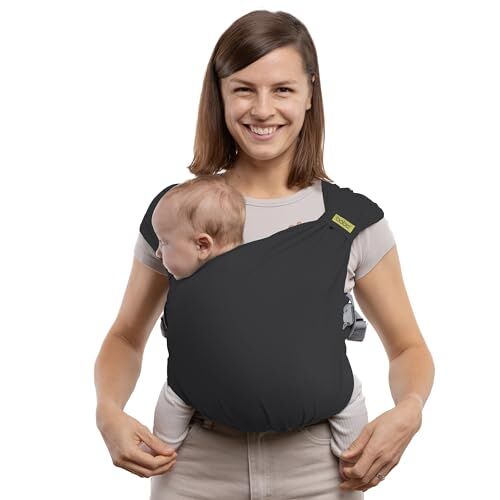 Boba Carrier avvolgente per neonati pre-avvolto con gancio, Easy Adjust Soft Infant Baby Carrier Hybrid for Boy or Girls, Baby Sling for Newborn up to 35 lb (Carcoal)