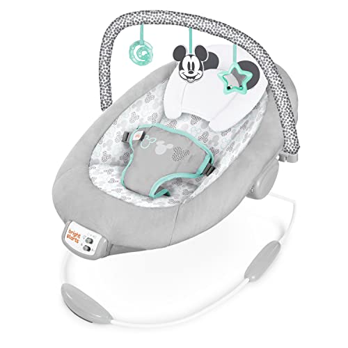Bright Starts Disney Baby MICKEY MOUSE Sdraietta comoda per neonati con vibrazioni calmanti musica, barra giochi rimovibile, 0-6 mesi (Cloudscapes)