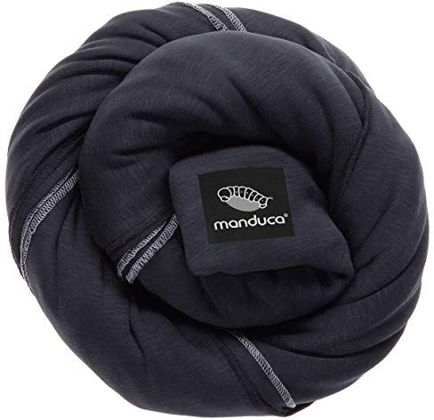 Manduca Sling > Black < Fascia portabebè elastica con certificato GOTS, 100% cotone biologico, marsupio per neonati e bambini dalla nascita (3,5-15kg)