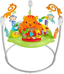 Fisher Price Centro Attività Amici della Foresta, seggiolino rotante per attività a 360° con tanti giochi, accessori e simpatici amici, luci, suoni e musica, giocattolo per bambini, 0+ anni,