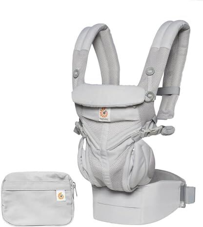 Ergobaby Omni 360 Cool Air Mesh Marsupio Neonati Ergonomico 0 36 Mesi, 4-in-1 Zaino Porta Bebe Traspirante, Pearl Grey