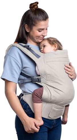 Beco Baby Carrier Beco Toddler Marsupio Ergonomico per Bambini 2 Posizioni Con Seduta Extra Ampia, Fascia Elastica Porta Bimbi Leggera e Traspirante, Marsupio Porta Bebè da 9 a 27 kg (Ecru)