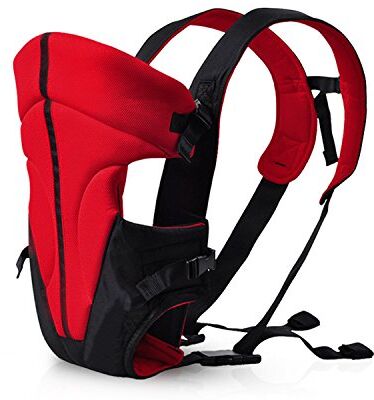 SONARIN Classic Marsupio Neonati anteriore e posteriore,portantina per bebè,Ergonomica, misura unica per tutti, si adatta alla crescita del tuo bambino, metodo a tre portatori(Rosso)