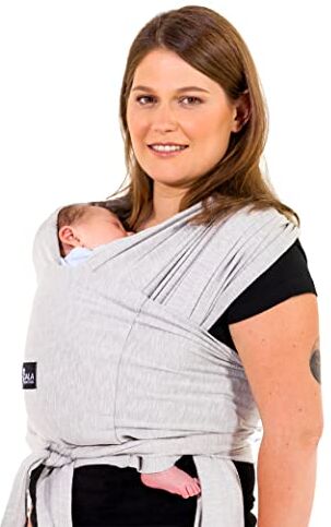 Koala Babycare Fascia Porta Bebe Neonato Facile da Indossare, Regolabile e Unisex Marsupio Neonati Multiuso Adatto Fino a 9kg Fascia Porta Bambino Grigio Chiaro