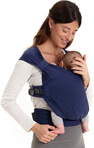 Boba Bliss Fascia Porta Bebe Marsupio Neonato o Bambino 2 in 1 Fascia Neonato Senza Nodi Portabebè neonato ergonomico Marsupio Bambino Soffice ed Ergonomica (Navy Blue)