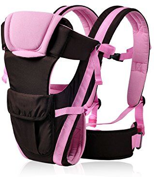 SONARIN All Season Marsupio Neonati con portabiti con cinghia variabile e schienale rimovibile,Ergonomico,Sicuro, Confortevole, adattato al crescente sviluppo del tuo bambino(Rosa)