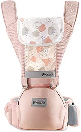 SONARIN Marsupio Neonati Ergonomico con Sedile,Puro Cotone Portantina Leggero e Traspirante per Bambini da 0-36 Mesi,Approvato da Standard di Sicurezza,Multiposizione,Fino a 30 KG(Rosa)