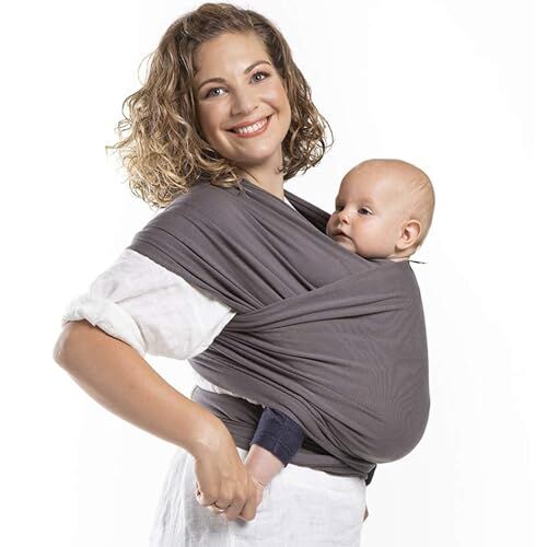 Boba Wrap – Dark Grey Organic – Fascia Elastica Porta Bebè Neonato, Portabimbo Facile dalla nascita a 15kg