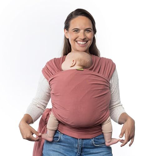 Boba Wrap Fascia Elastica Porta Bebè Neonato, Portabimbo Facile dalla nascita a 15kg (Dusty Pink)