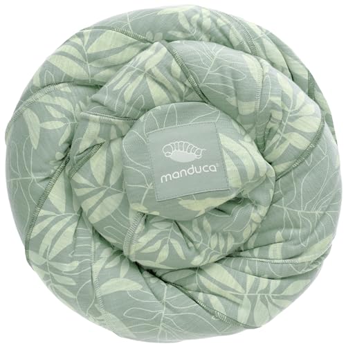 Manduca Sling > BotanicGreen < Fascia portabebè elastica con certificato GOTS, 100% cotone biologico, marsupio per neonati e bambini dalla nascita (3,5-15kg)