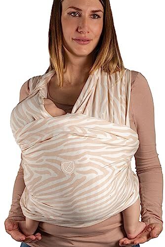 Koala Babycare Fascia Neonato Porta Bebè Non Pre-annodata Cuddle Wrap fascia per neonati elastica approvata fino a 15 kg in 100% cotone Certificata dalla Scuola del Portare Tigrata