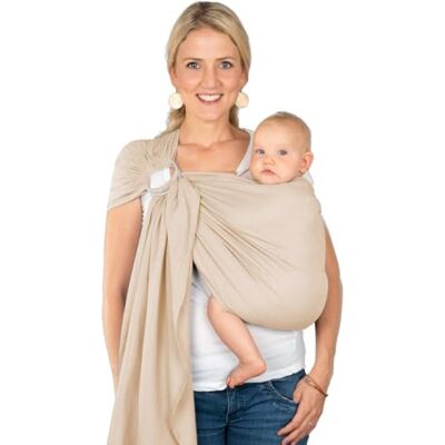 Hoppediz Ring-Sling, Fascia porta bebè per neonati e bambini con due anelli in alluminio, 0-36 mesi, 3-20 kg, Ultra-leggero Amburgo frappé Hoppediz Ring-Sling, Fascia porta bebè per neonati e bambini con due anelli in alluminio, 0-36 mesi, 3-20 kg, Ultra-leggero Amburgo frappé