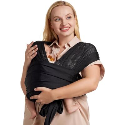 momcozy Fascia Neonato Con Fibbia, Wrap/Marsupio Regolabile In Rete Traspirante Air-Mesh, Facile Da Indossare, 3,6–15 Kg, Vita 76–119 Cm,Nero pece momcozy Fascia Neonato Con Fibbia, Wrap/Marsupio Regolabile In Rete Traspirante Air-Mesh, Facile Da Indossare, 3,6–15 Kg, Vita 76–119 Cm,Nero pece