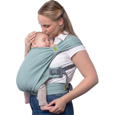Boba Bliss Fascia Porta Bebè Preannodata, Neonato, Nebbia di Mare Fascia Ibrida Elastica da indossare in pochi secondi, senza nodi, certificata Sana per le Anche, Sostegno Testa, 0-18 mesi. Boba Bliss Fascia Porta Bebè Preannodata, Neonato, Nebbia di Mare Fascia Ibrida Elastica da indossare in pochi secondi, senza nodi, certificata Sana per le Anche, Sostegno Testa, 0-18 mesi.