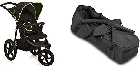 Hauck Passeggino 3 Ruote Runner Passeggino Ruote Grandi Gonfiabili Nero/Giallo Neon & 2in1 Carrycot, Navicella 2 in 1 Convertibile in Copri-Gambe