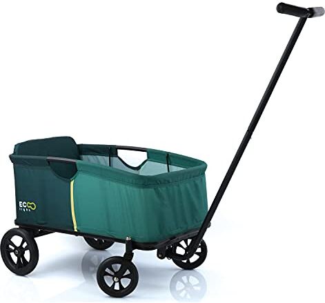 Hauck Carrello da Trasporto Eco Light Carrellino con Ruote per 1 Bambino, con Telaio in Acciaio Carrellino Richiudibile e Compatto, Capacità di Carico fino a 50 kg Verde