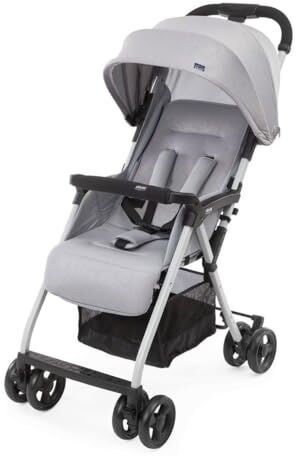 Chicco OHlalà 3 Passeggino Ultraleggero da 0 Mesi a 15 kg, portata max 18 kg, Reclinabile e Pieghevole con Cestello Capiente, Chiusura Compatta, Parapioggia e Cappottina Estendibile, Grigio