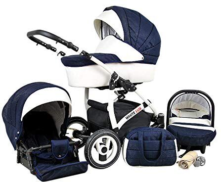 SaintBaby Passeggino Trio 3in1 2in1 Isofix Ovetto Compatto Storm-White by  Navy Blue 2in1 Senza Ovetto