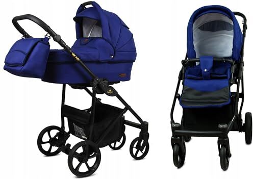 Babylux ® Bambini Passeggino Completo Set 2 in 1 AIR   Sailor Blue incl. Navicella, Canna Carrozzina Neonati Sistema Combinato Borsa fasciatoio, Copertura antipioggia, Zanzariera ecc.