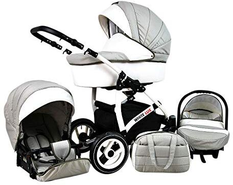 SaintBaby Passeggino Trio 3in1 2in1 Isofix Ovetto Compatto Storm-White by  Latte 2in1 Senza Ovetto