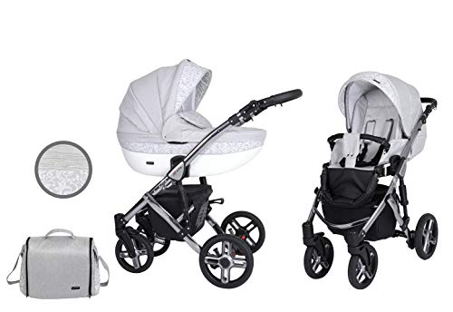 Kunert Passeggino per bambini 2 in 1 navicella carrozzina accessoti  Mila Premium 2in1 passeggini (ramo grigio + telaio in grafite, 2in1)