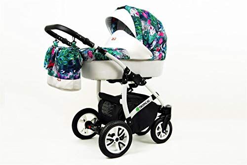 SaintBaby Passeggino Trio 3in1 2in1 Isofix Ovetto Compatto Tropic Dream by  Magenta Parrots 3in1 con Ovetto