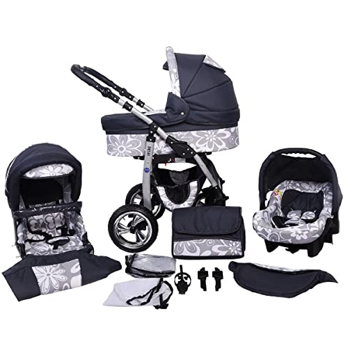 SaintBaby Passeggino Trio 3in1 2in1 Isofix Ovetto Compatto D-Deluxe by  grafite & fiori grafite 2in1 Senza Ovetto