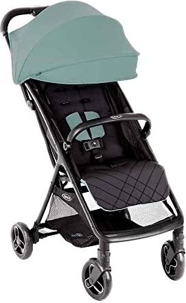 GRACO Myavo™ Passeggino da viaggio, dalla nascita fino a circa 4 anni (fino a 22 kg), leggero, pieghevole, pieghevole, autoportante, grande cestino, con copertura antipioggia, menta