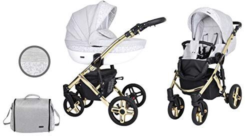 Kunert Passeggino per bambini 2 in 1 navicella carrozzina accessoti  Mila Premium 2in1 passeggini (ramo grigio + telaio d'oro, 2in1)