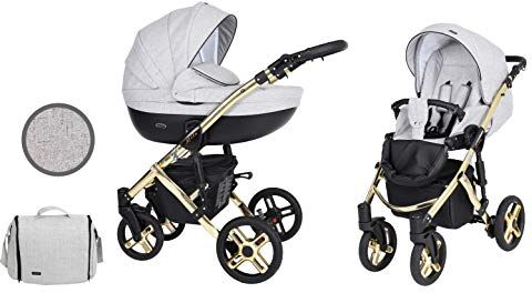 Kunert Passeggino per bambini 2 in 1 navicella carrozzina accessoti  Mila Premium 2in1 passeggini (cruscotto grigio + telaio d'oro, 2in1)