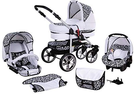 SaintBaby Passeggino Trio 3in1 2in1 Isofix Ovetto Compatto X-Car by  bianco & leopardo 2in1 Senza Ovetto