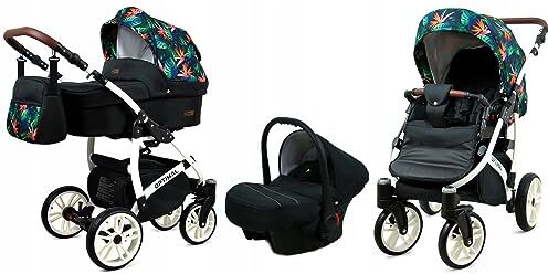 Babylux ® Bambini Passeggino Completo Set 3 in 1 Optimal incl. Navicella, Canna, Seggiolino Auto Carrozzina Neonati Sistema Combinato con Borsa fasciatoio, Copertura antipioggia ecc.